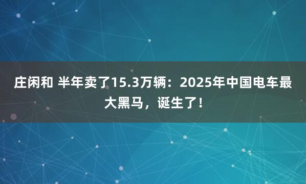 莊閑和 半年賣了15.3萬輛：2025年中國電車最大黑馬，誕生了！