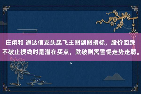 莊閑和 通達信龍頭起飛主圖副圖指標，股價回踩不破止損線時是潛在買點，跌破則需警惕走勢走弱。