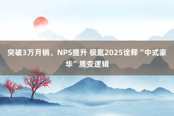 突破3萬(wàn)月銷、NPS提升 極氪2025詮釋“中式豪華”質(zhì)變邏輯