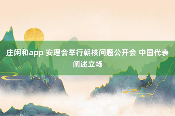 莊閑和app 安理會舉行朝核問題公開會 中國代表闡述立場